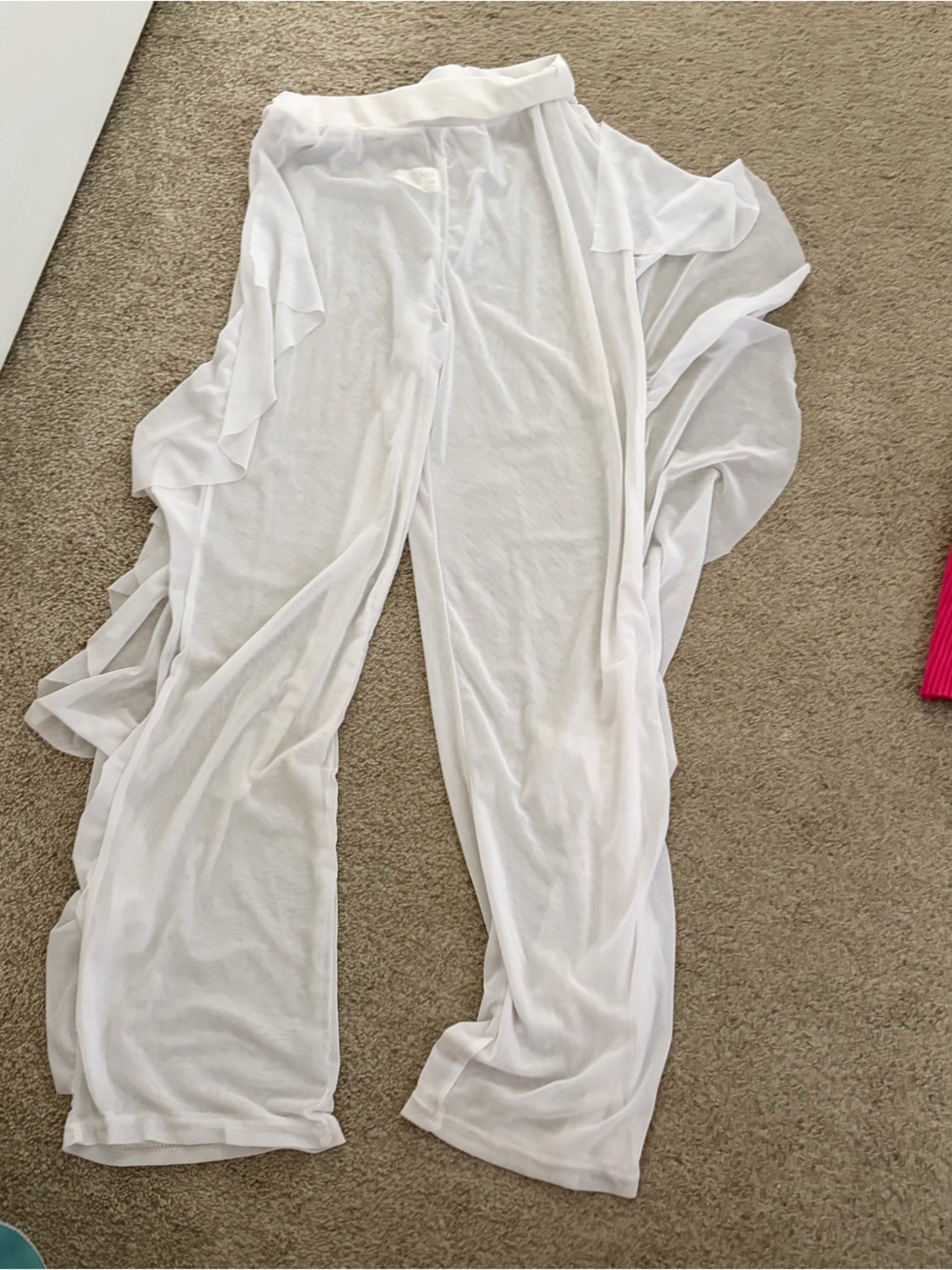 White Sheer Wide-Leg Pants